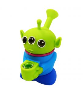 Little green Man Bong in Silicone Alieno con Pezzi Rimovibili 14cm